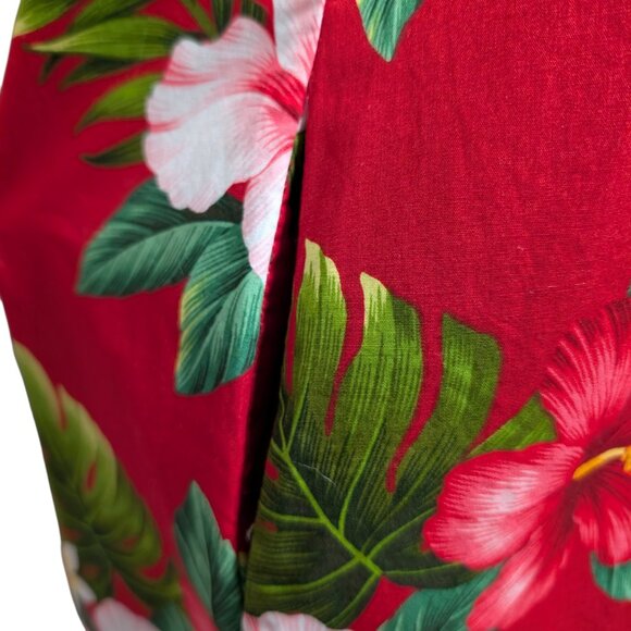 Hilo Hattie Vintage Womens Sz S Red Hibiscus Tropical Aloha Pocket Muumuu Dress - Picture 7 of 9